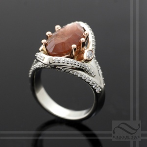 Hand made Oxidized Copper and Silver Oyster Ring
