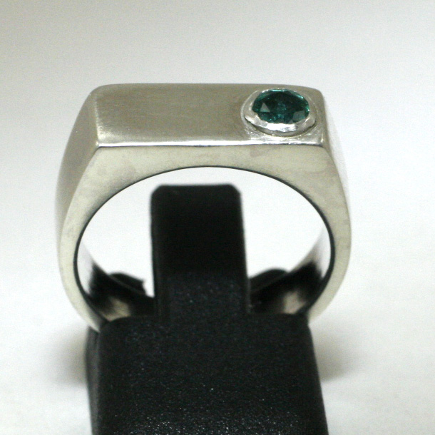 Modern Countersunk Emerald Ring
