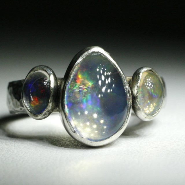 Triple Mexican Opal Ring