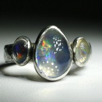 Triple Mexican Opal Ring