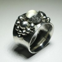 Dotted White Moonstone Pinky Ring