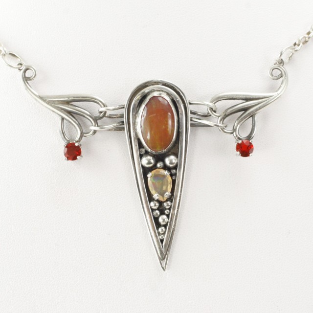 Fire Opal Triple Pendant