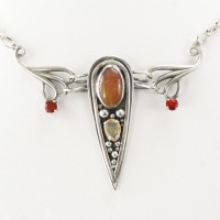 Fire Opal Triple Pendant